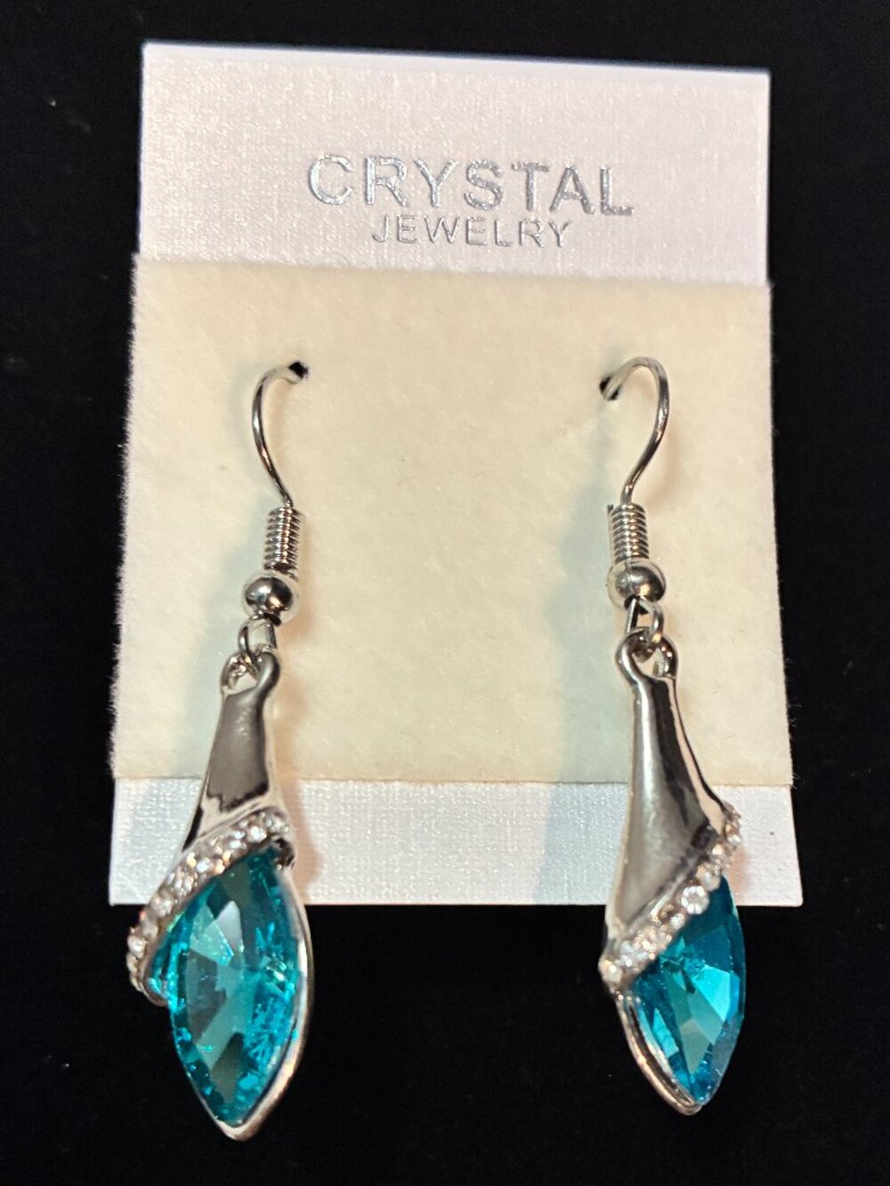 Crystal Blue Aqua Dangle Earrings